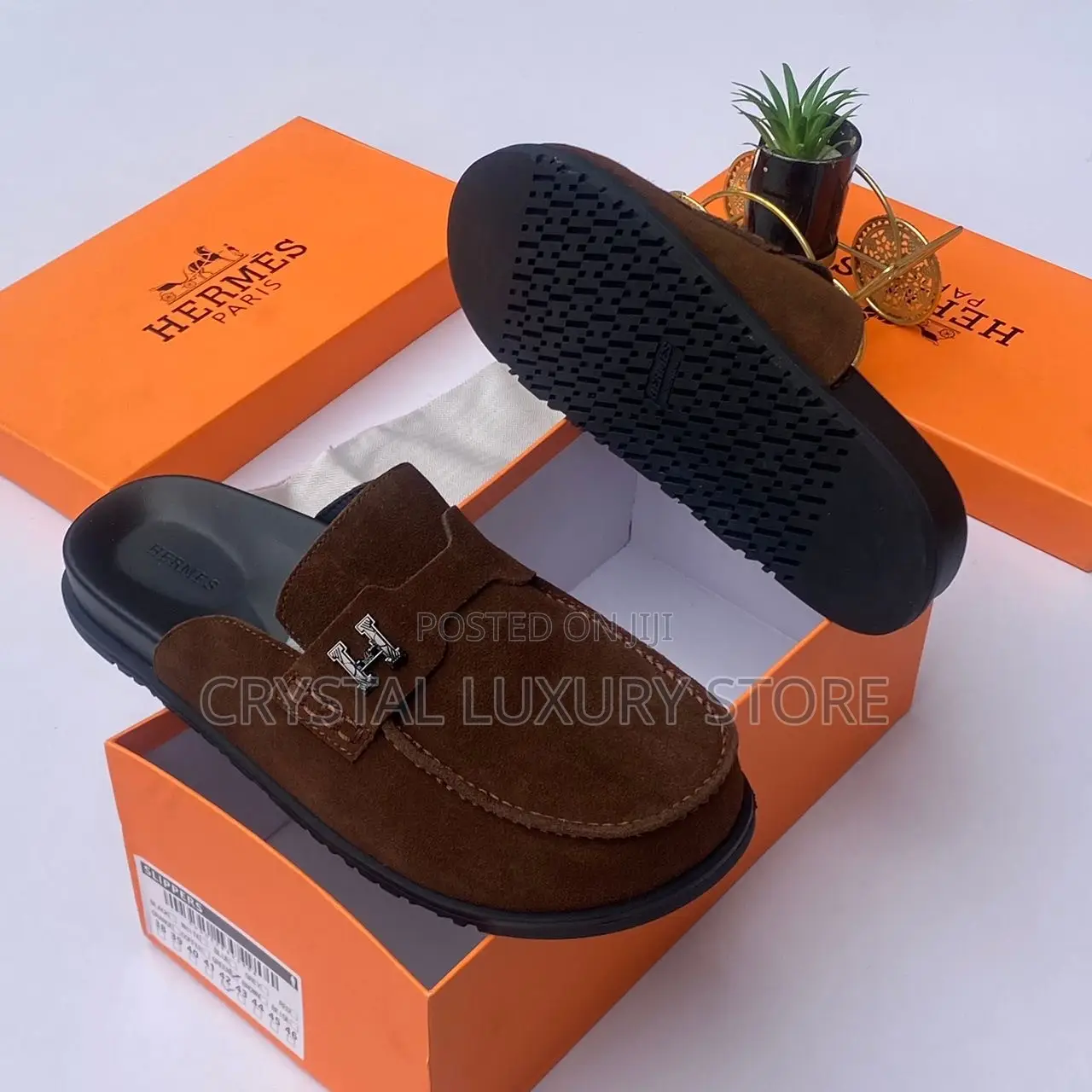 Hermes Quality Luxury Men Suede Half Shoe
