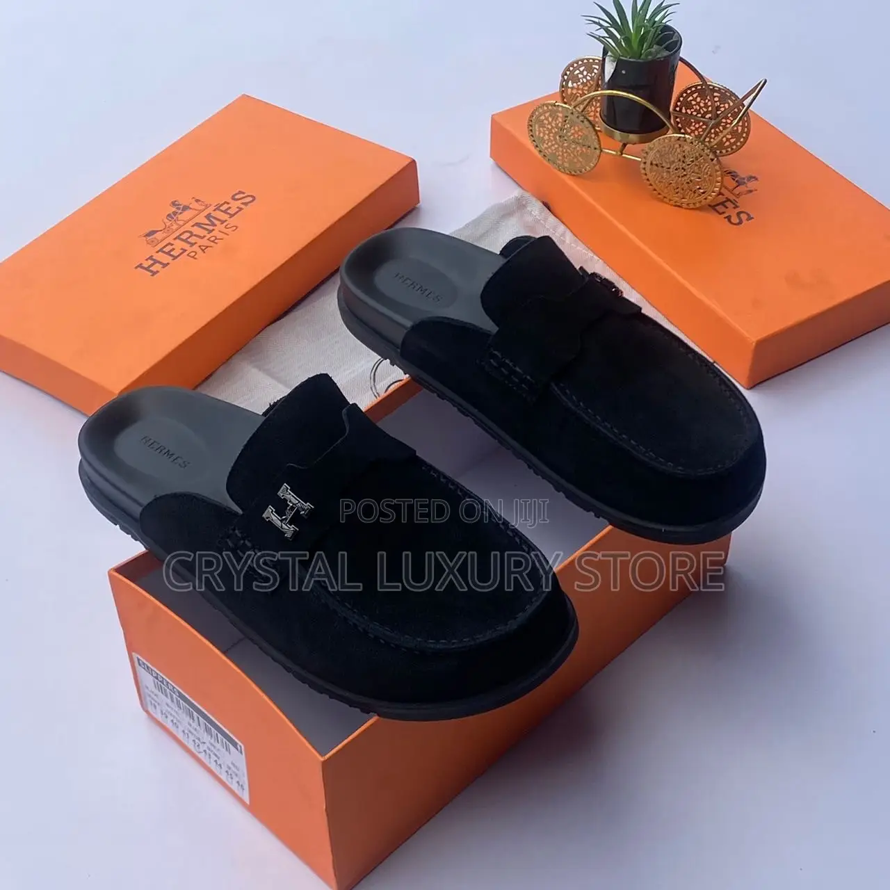 Hermes Quality Luxury Men Suede Half Shoe