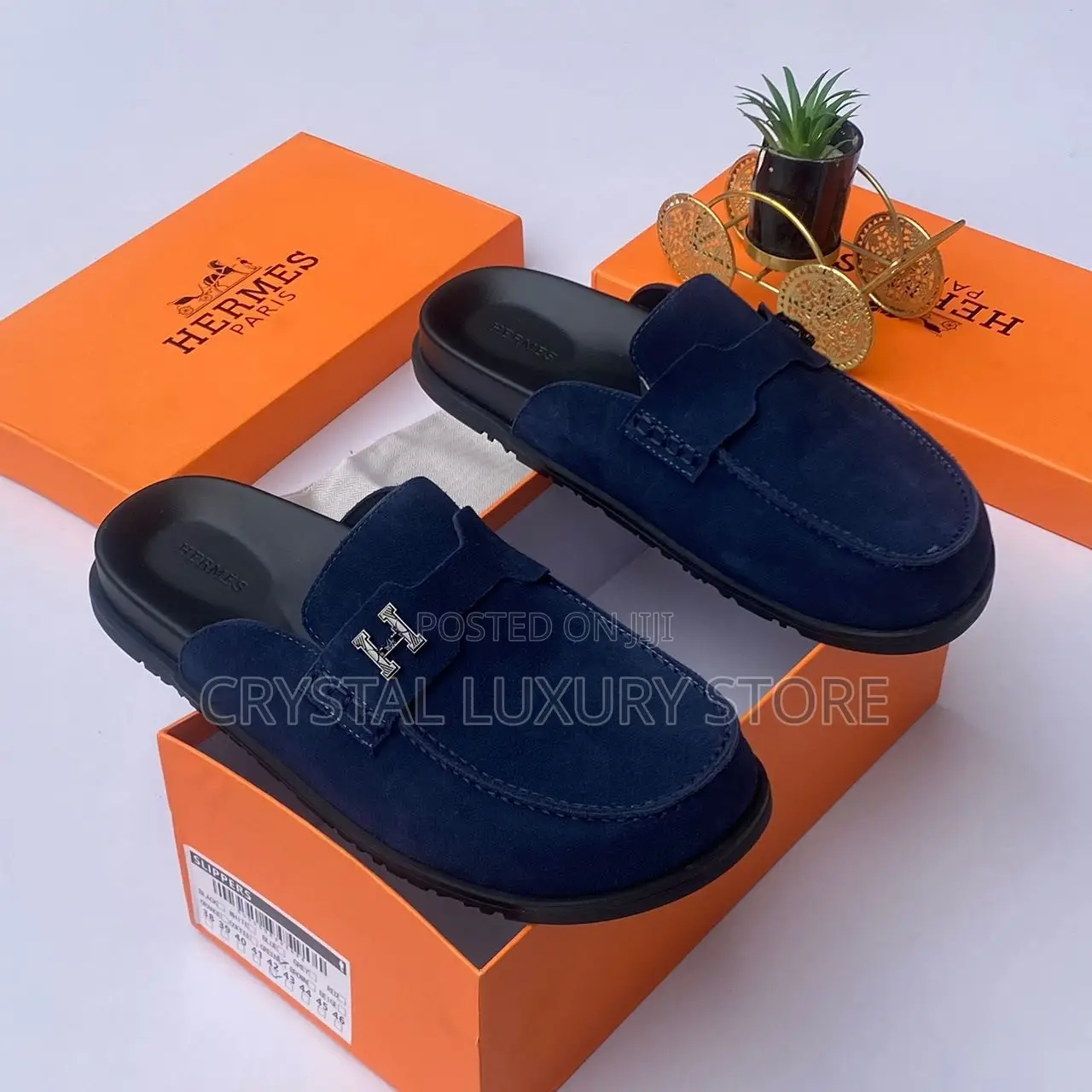 Hermes Quality Luxury Men Suede Half Shoe