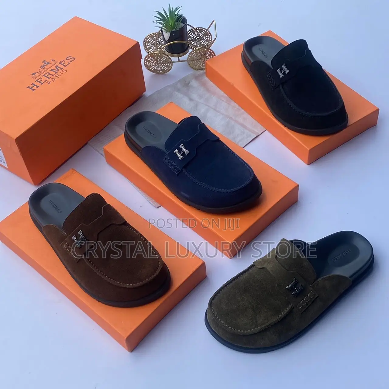 Hermes Quality Luxury Men Suede Half Shoe