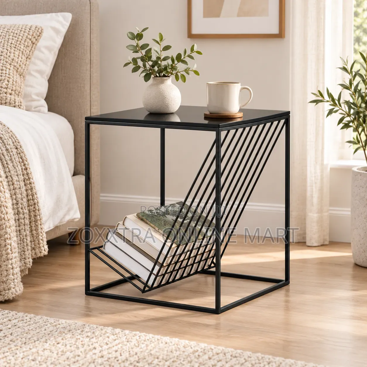 Modern Side Table With Magazine Book Rack