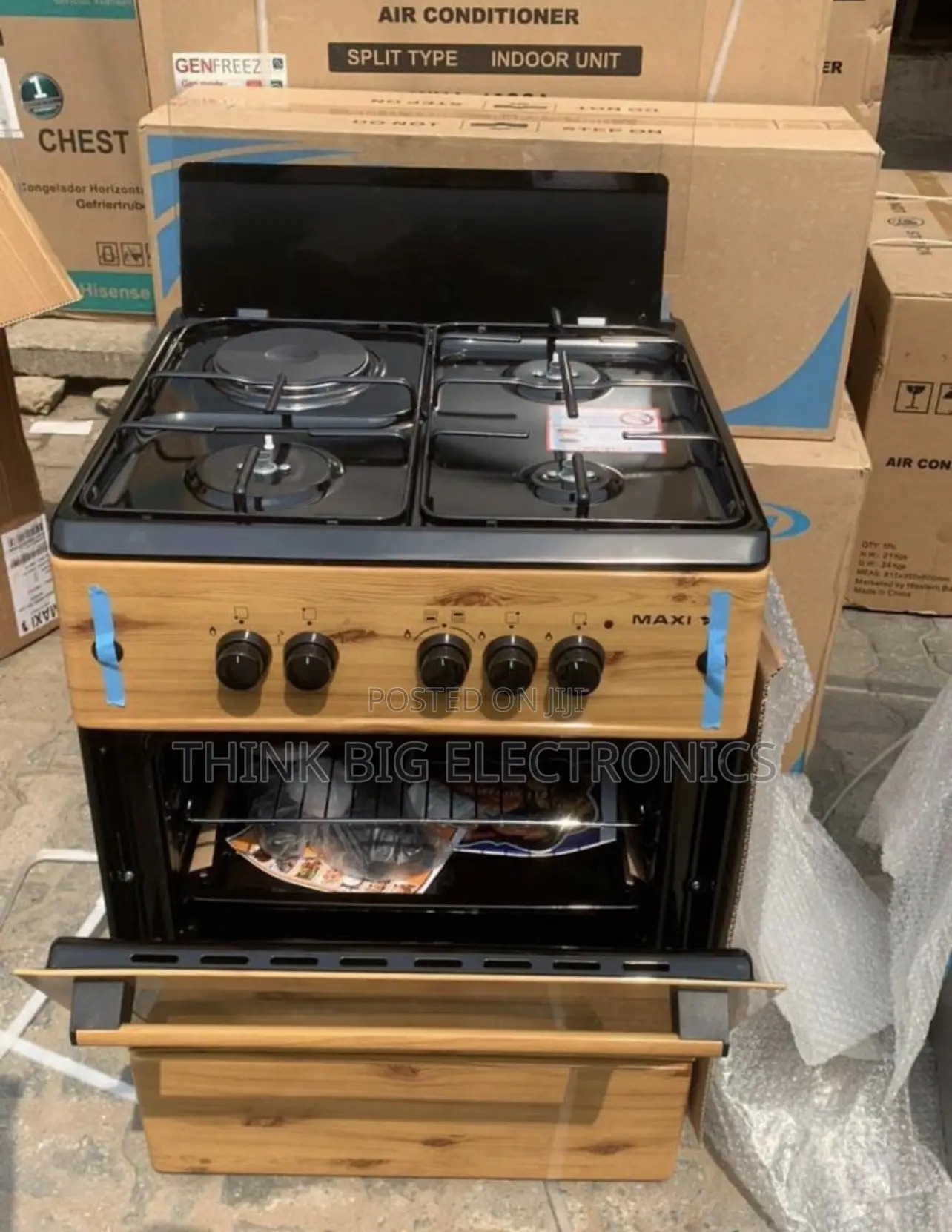 Maxi 3 Gas + 1 Electric Standing Gas Cooker With Oven — Wood Finish