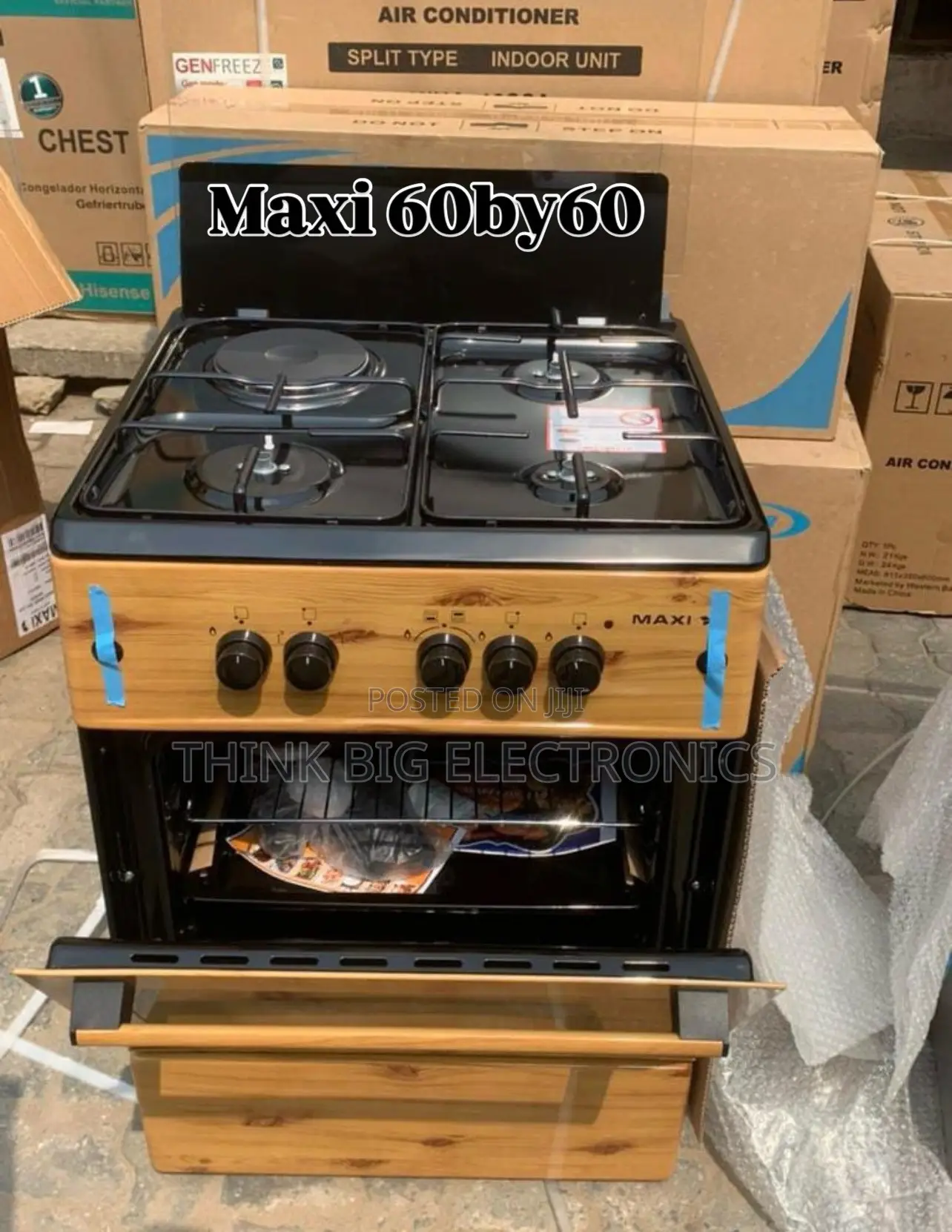 Maxi 3 Gas + 1 Electric Standing Gas Cooker With Oven — Wood Finish