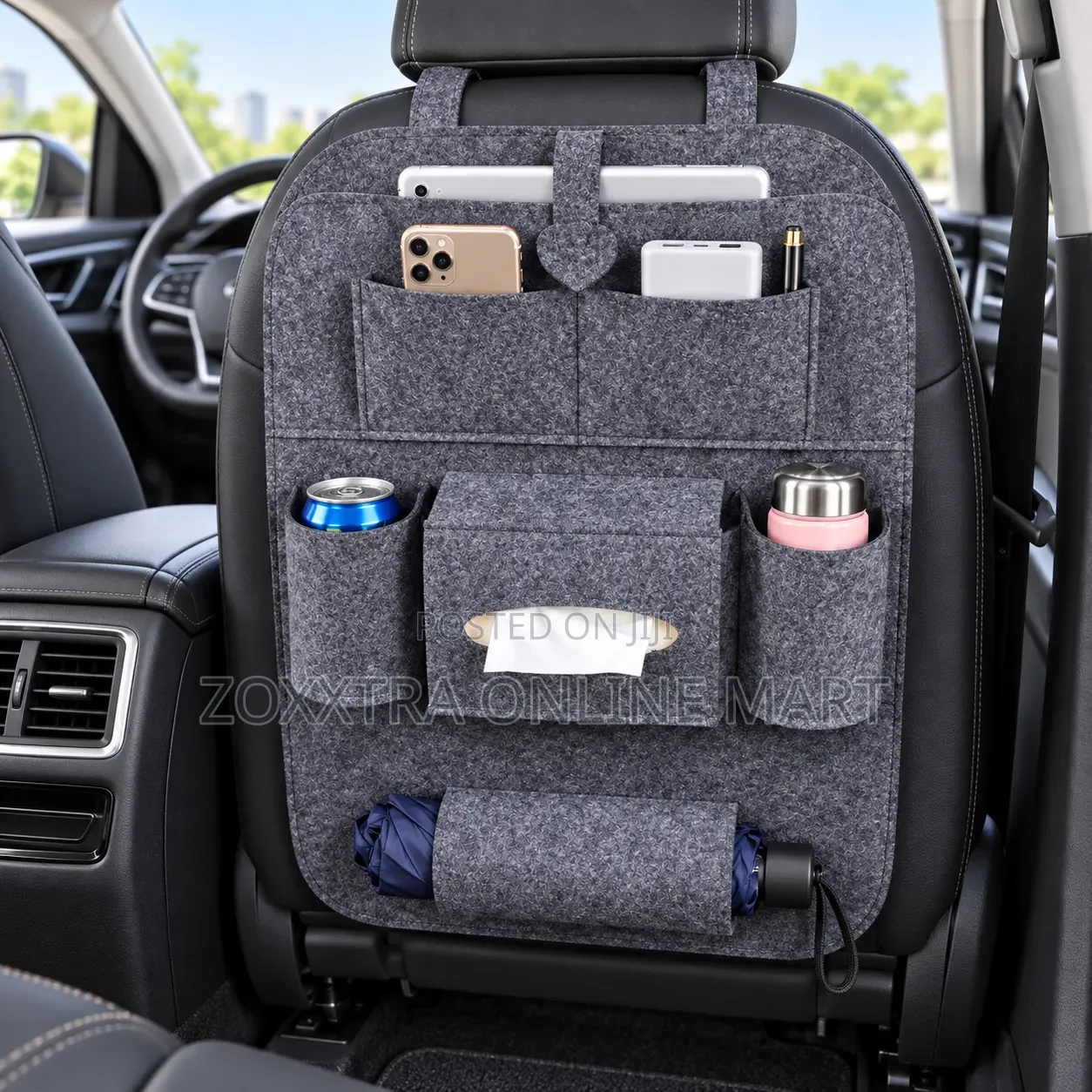 Multipurpose Car Seat Back Organizer With Tissue Holder
