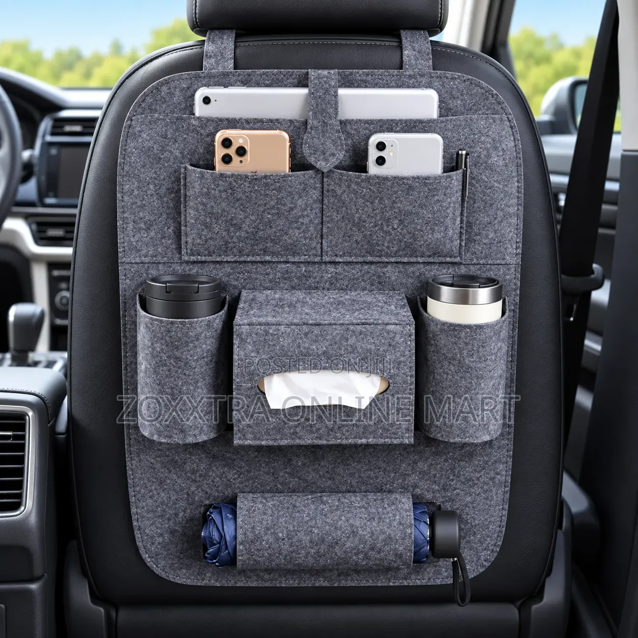 Multipurpose Car Seat Back Organizer With Tissue Holder