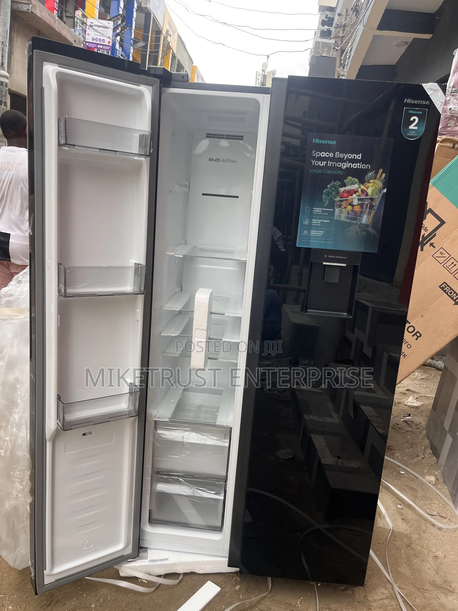 Hisense Black Mirror Inverter Side by Side Fridge Wit Water Dispenser