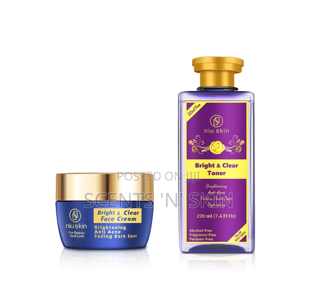 Niu Skin Bright Clear Toner and Cream Set for Acne Treatment