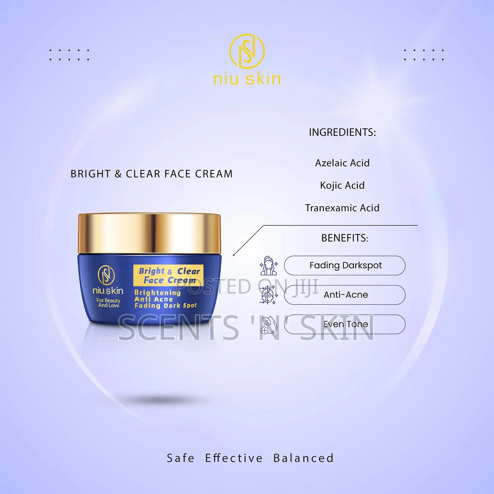 Niu Skin Bright Clear Toner and Cream Set for Acne Treatment