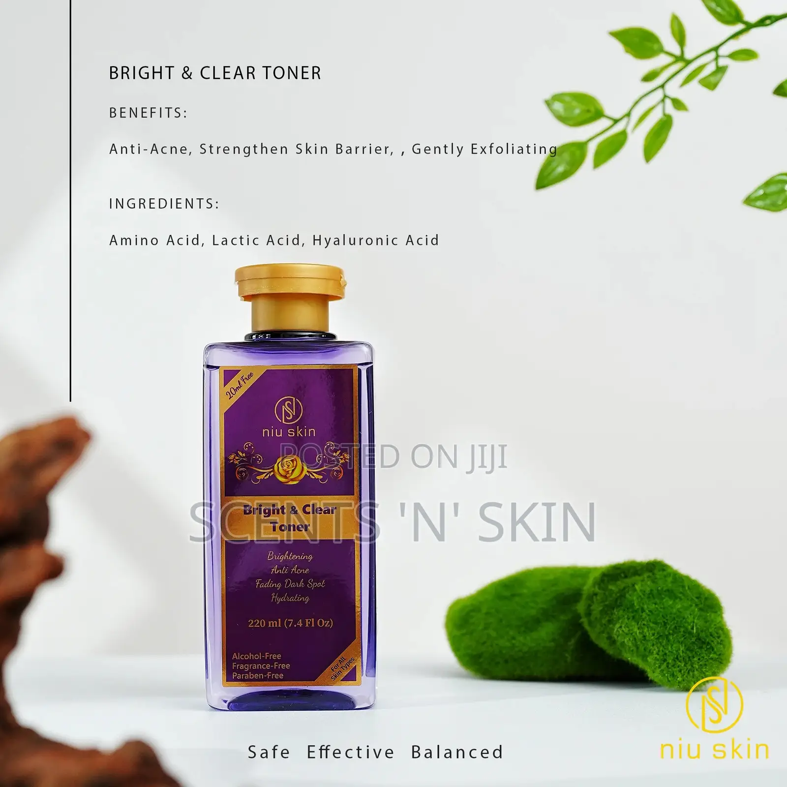 Niu Skin Bright Clear Toner and Cream Set for Acne Treatment