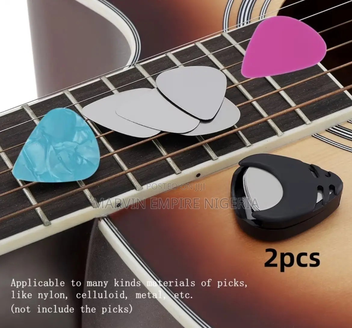 2pcs Black Plastic Guitar Pick Holder With Adhesive Backing Easy Paste