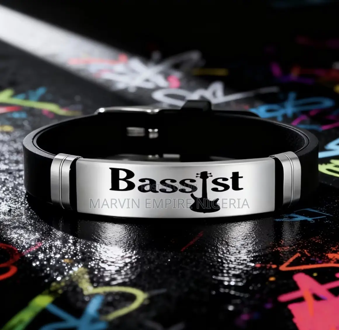 Bassist Designed 202 Stainless Steel Silicone Bracelet for Bassist