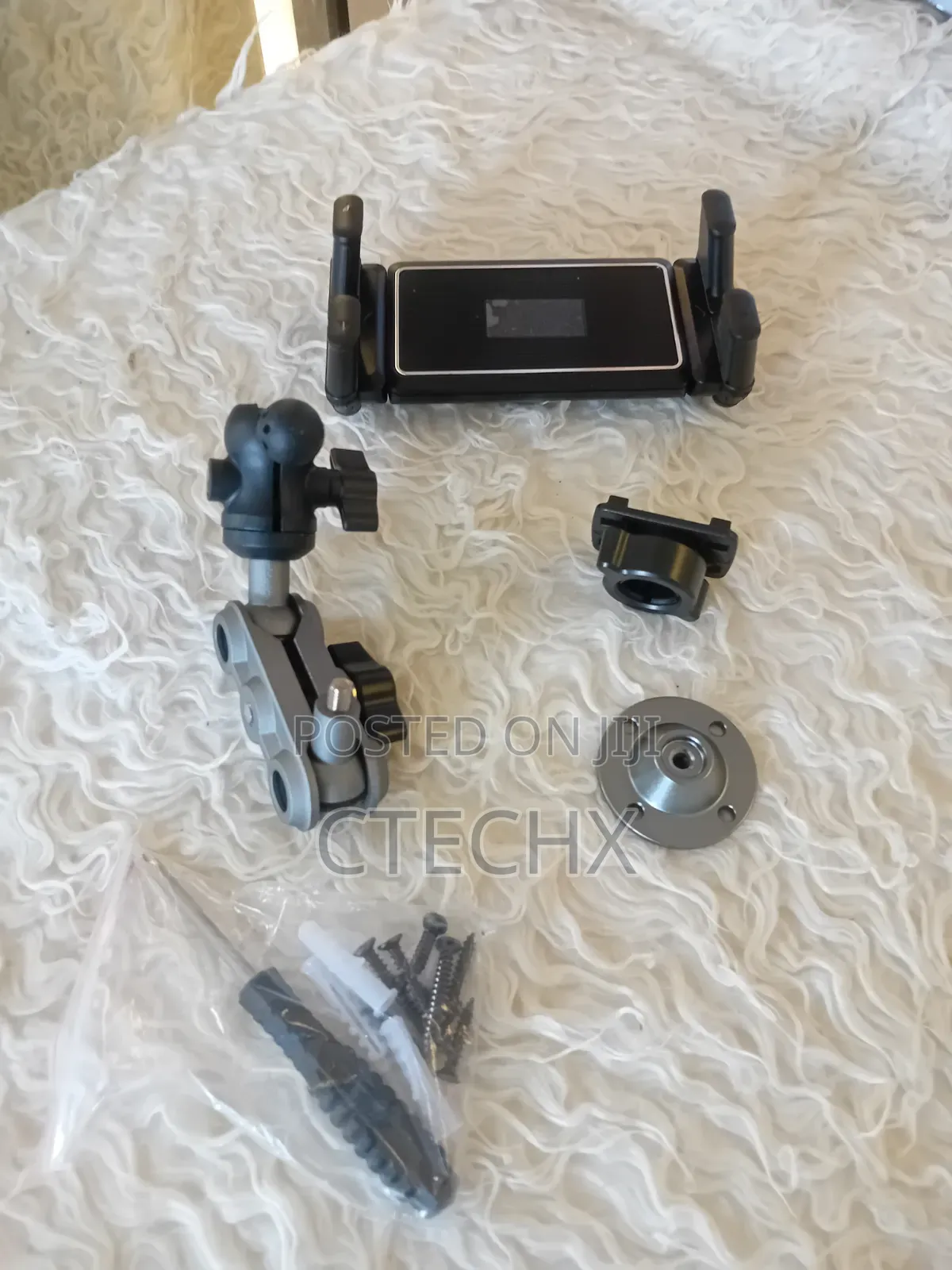 Heavy Duty Drill Base Tablet Holder Car Mount, 360° Adjustable 2-Stage