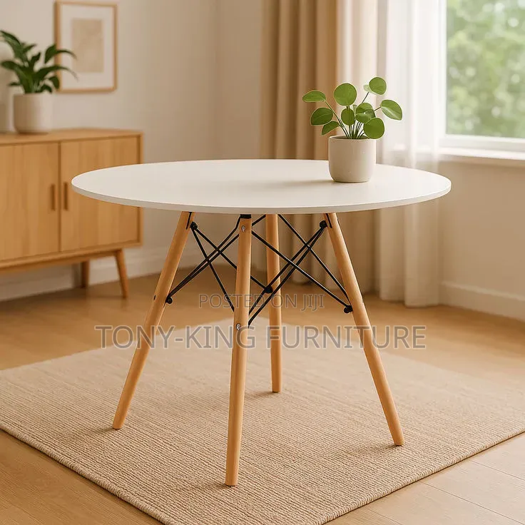 Modern Mini Round Wooden Top Dining Table With 1-Chair
