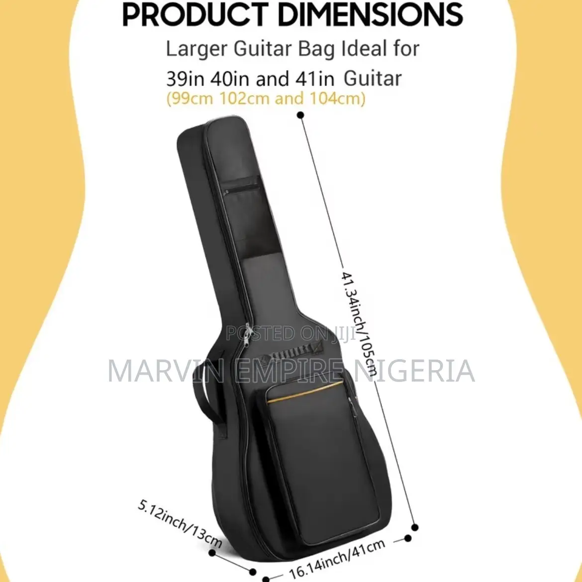 Acoustic Guitar Bag With Padding, Adjustable Shoulder Straps, Gig Bag