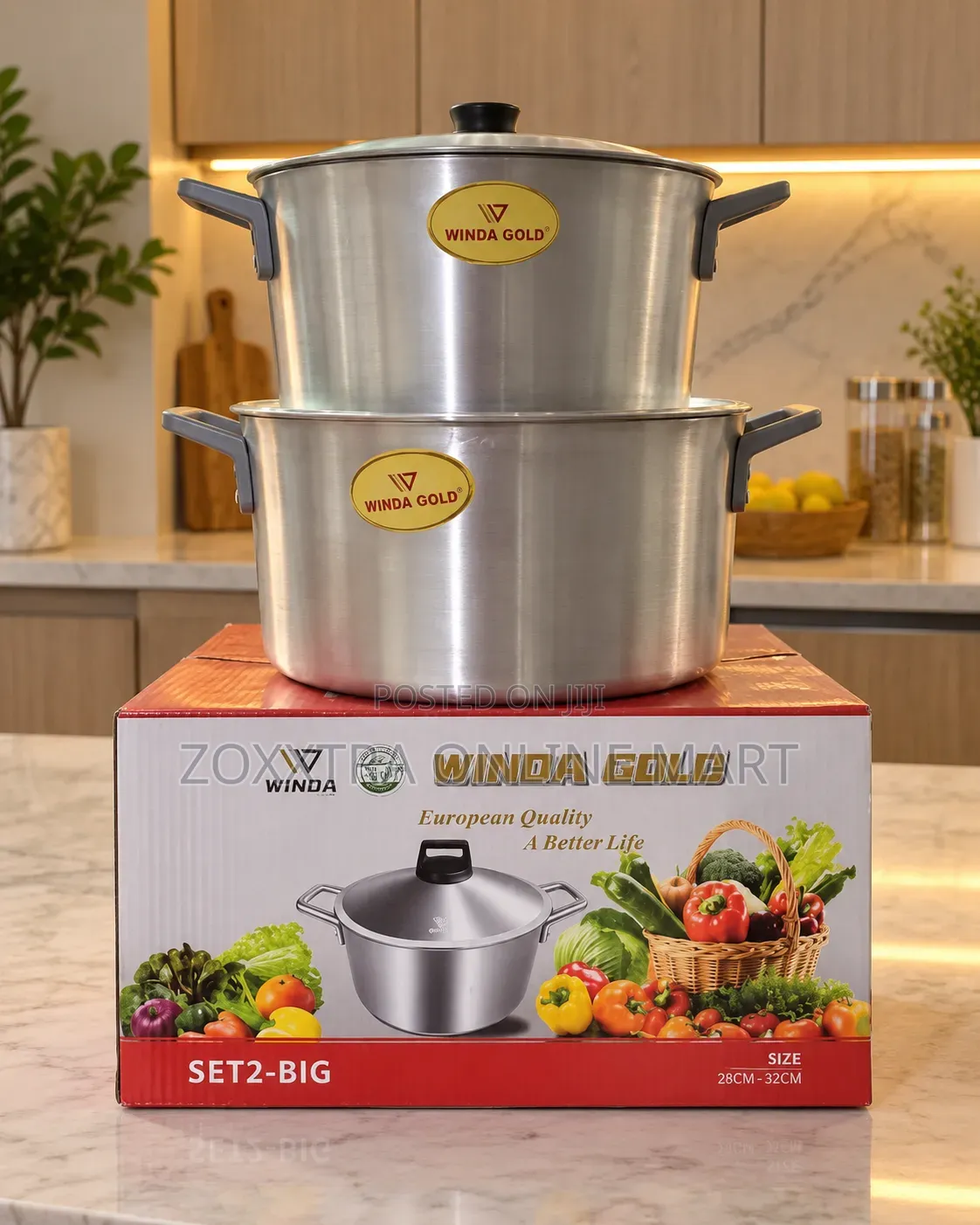 Winda Gold 2-Piece Big Cooking Pot Set
