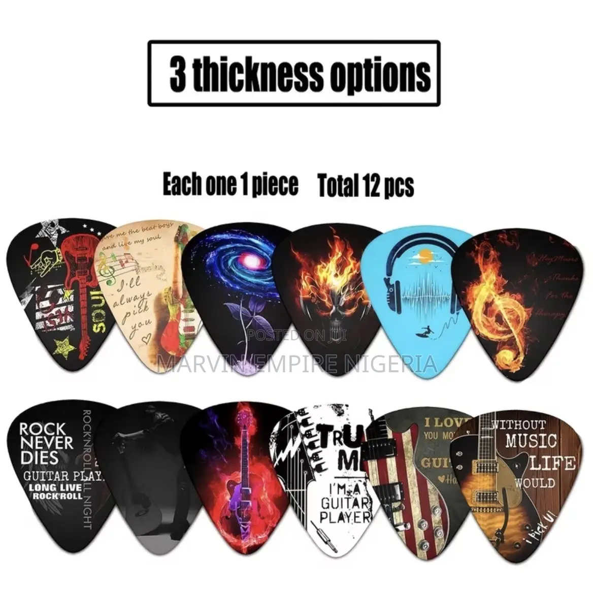12pcs of Colorful Custom Guitar Picks | Double-Sided Creative Gift