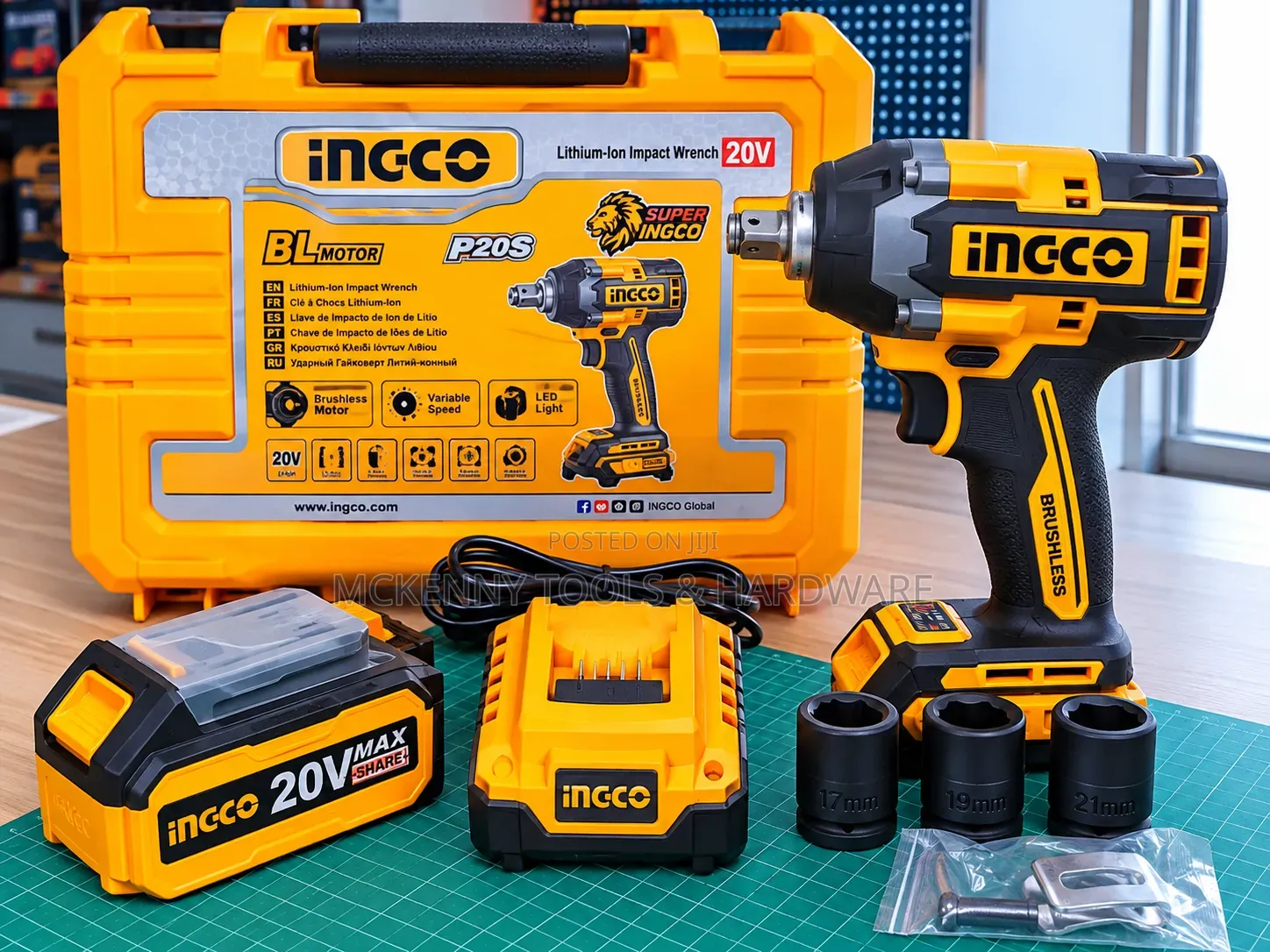 850nm INGCO 20V Cordless Impact Wrench Kit – Brushless