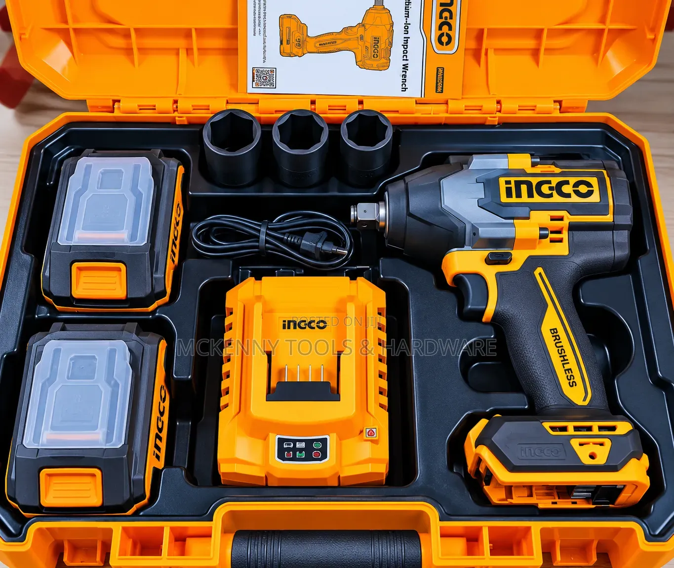 850nm INGCO 20V Cordless Impact Wrench Kit – Brushless