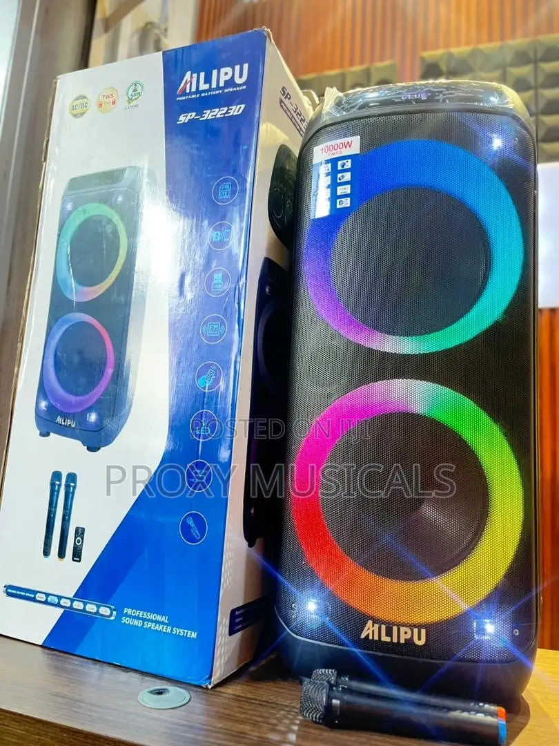 Ailipu Double 15inches PA System/Party Box System With 2 Wireless Mics