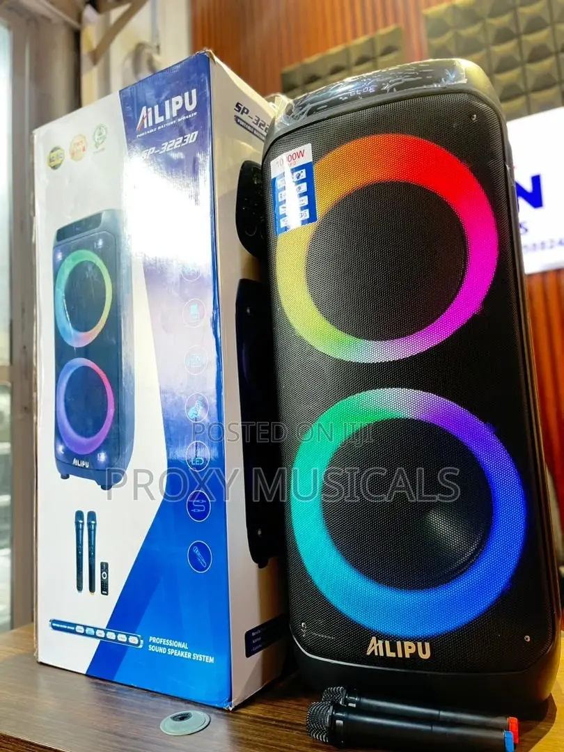 Ailipu Double 15inches PA System/Party Box System With 2 Wireless Mics