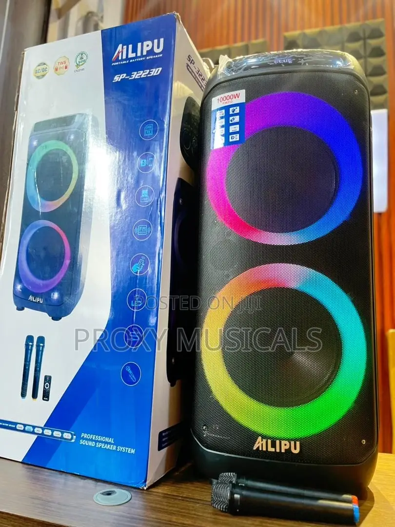 Ailipu Double 15inches PA System/Party Box System With 2 Wireless Mics