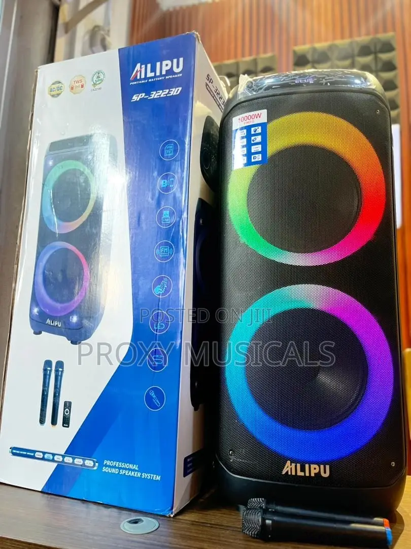 Ailipu Double 15inches PA System/Party Box System With 2 Wireless Mics