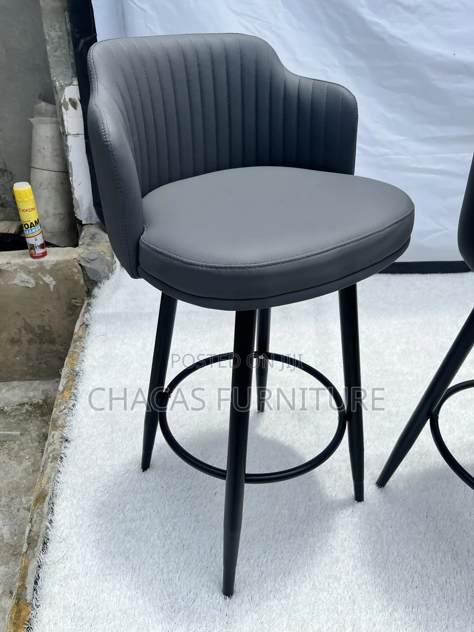 Luxury Leather Bar Stools - Swivel 4-Leg Kitchen Island Chairs