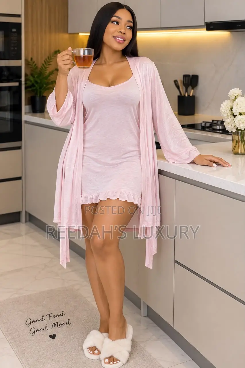 Polka Dot Cami Slip Robe Lounge Set