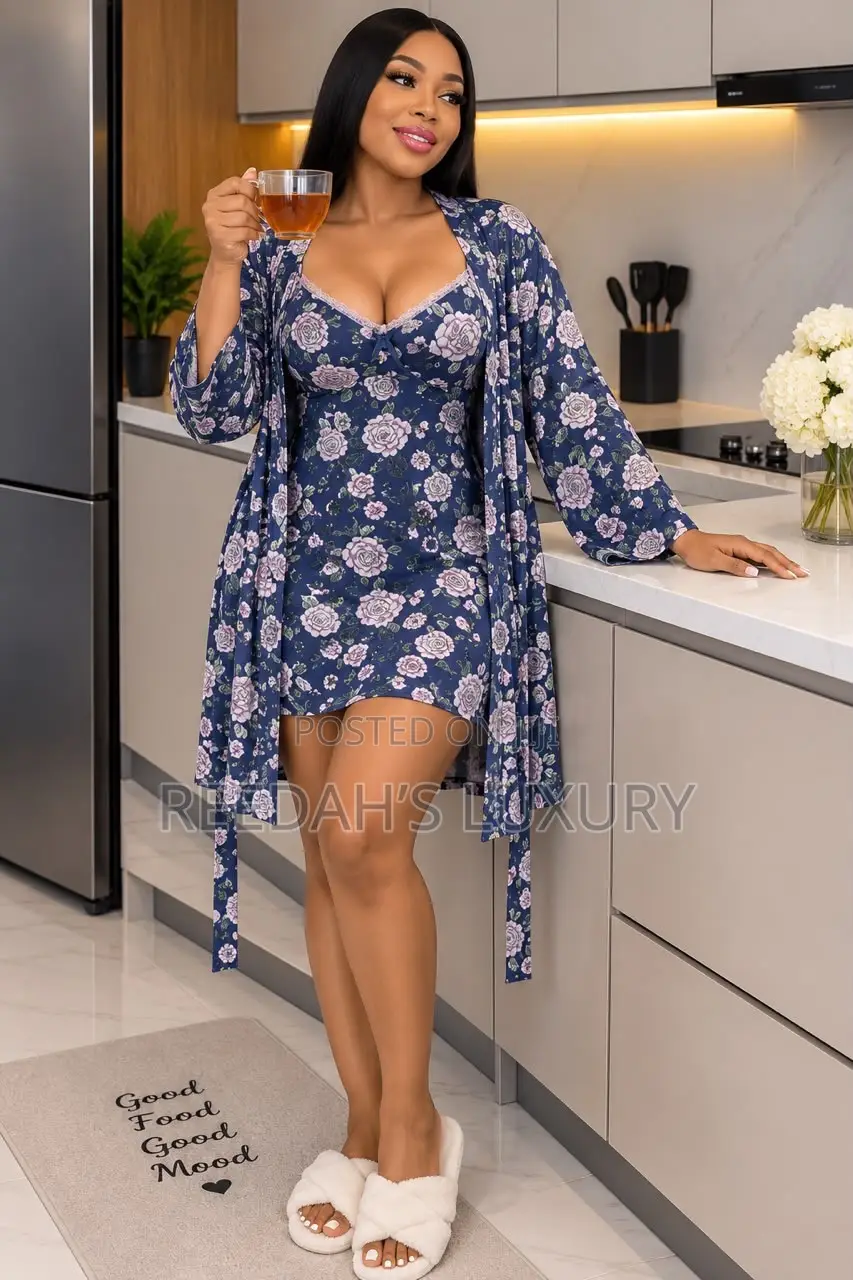 Polka Dot Cami Slip Robe Lounge Set