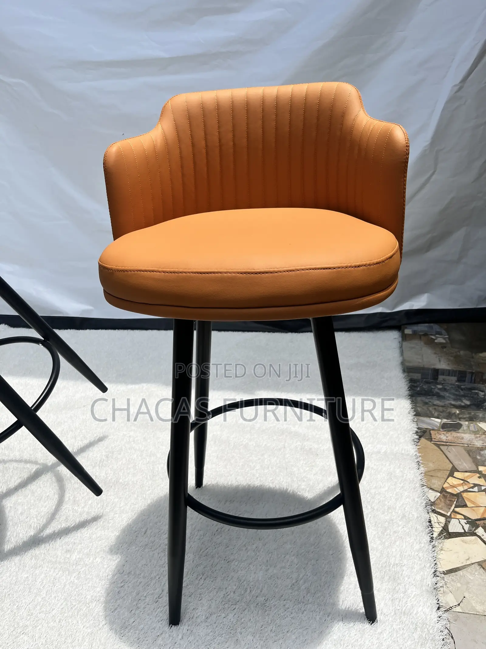 Luxury Leather Bar Stools - Swivel 4-Leg Kitchen Island Chairs