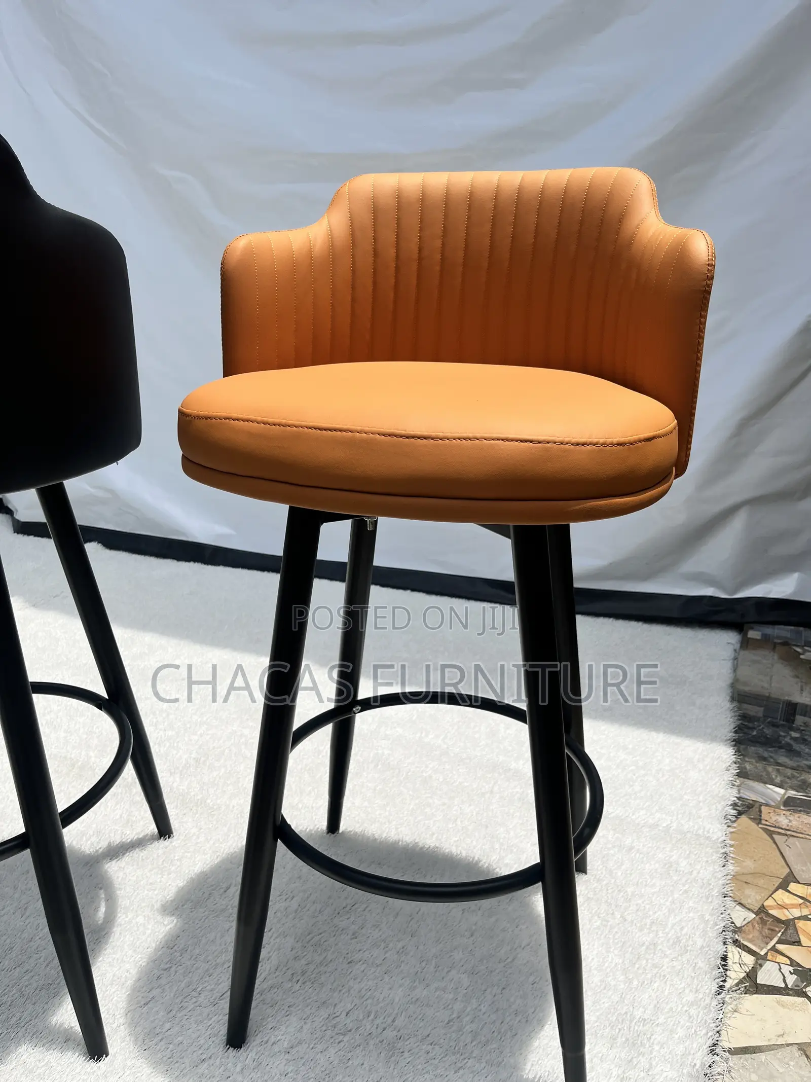 Luxury Leather Bar Stools - Swivel 4-Leg Kitchen Island Chairs