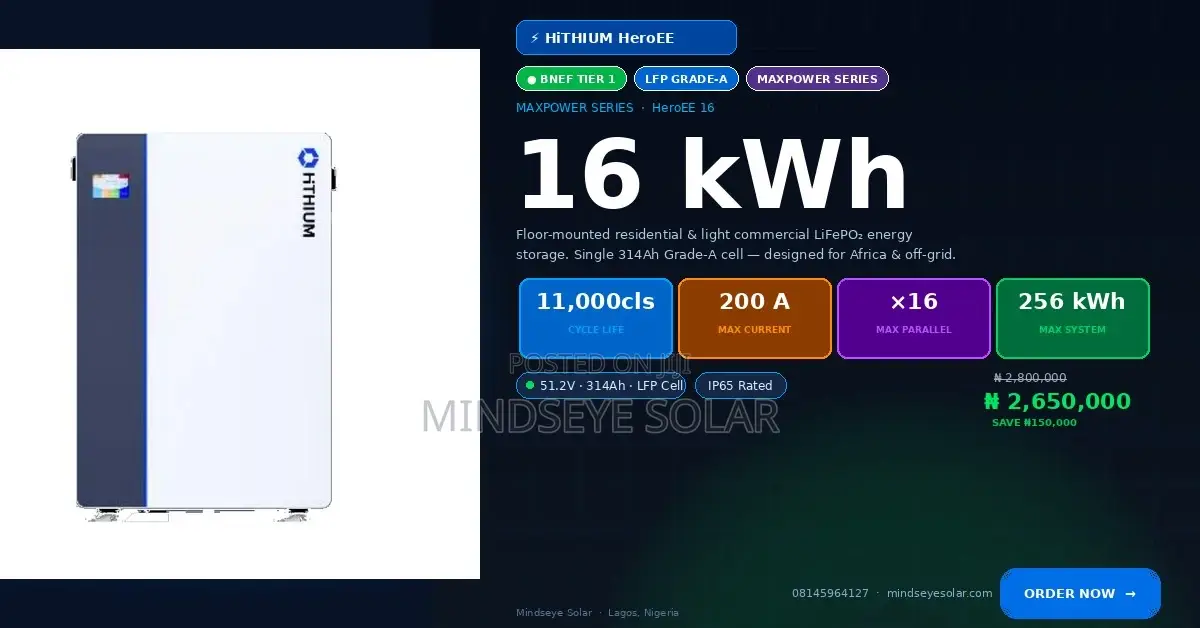 HiTHIUM HeroEE 16 51.2V 16kWh Lithium-Ion Battery Lagos