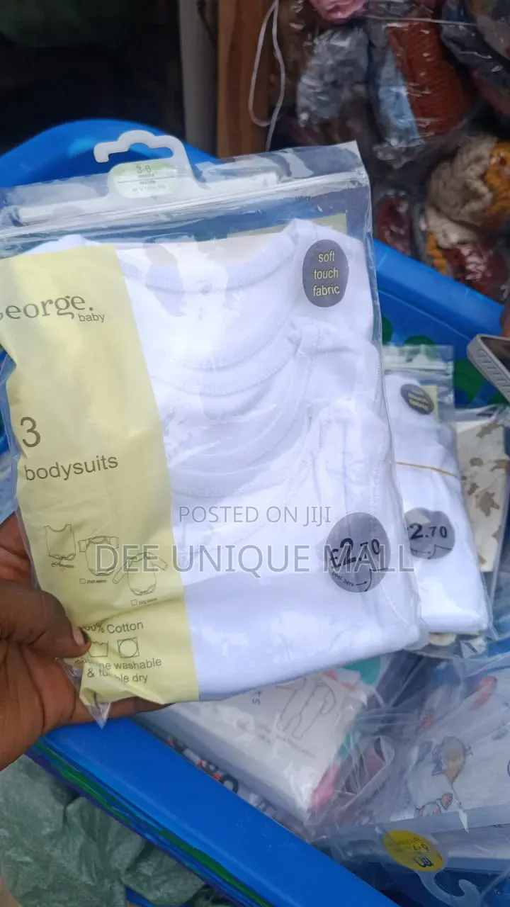 3 Pack of Sleeveless Baby Bodysuits- White