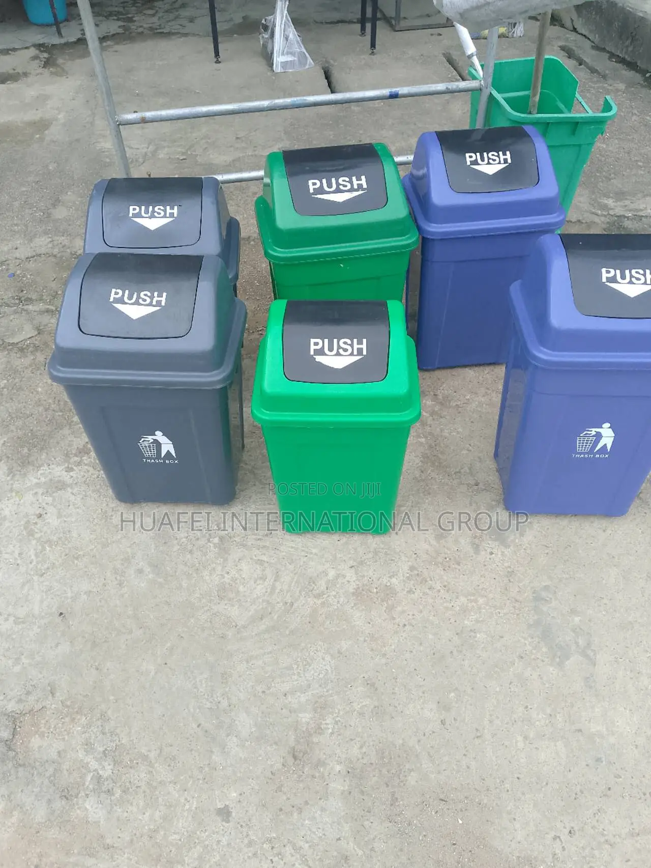 Push Trash Box With Lid - Office / Outdoor Waste Bin