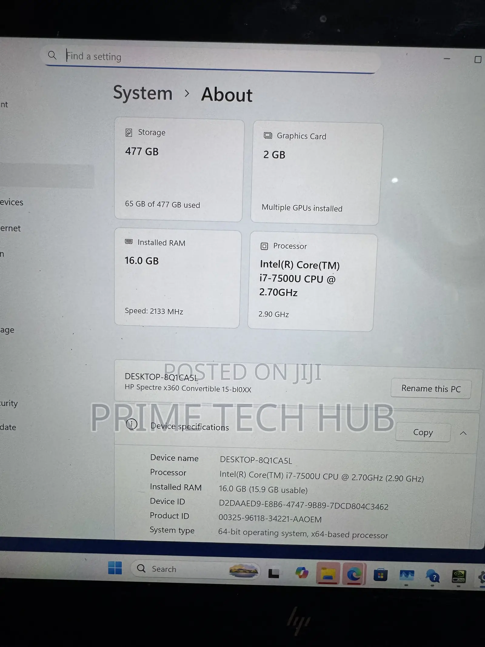 Laptop HP Spectre X360 15 16GB Intel Core i7 SSD 512GB