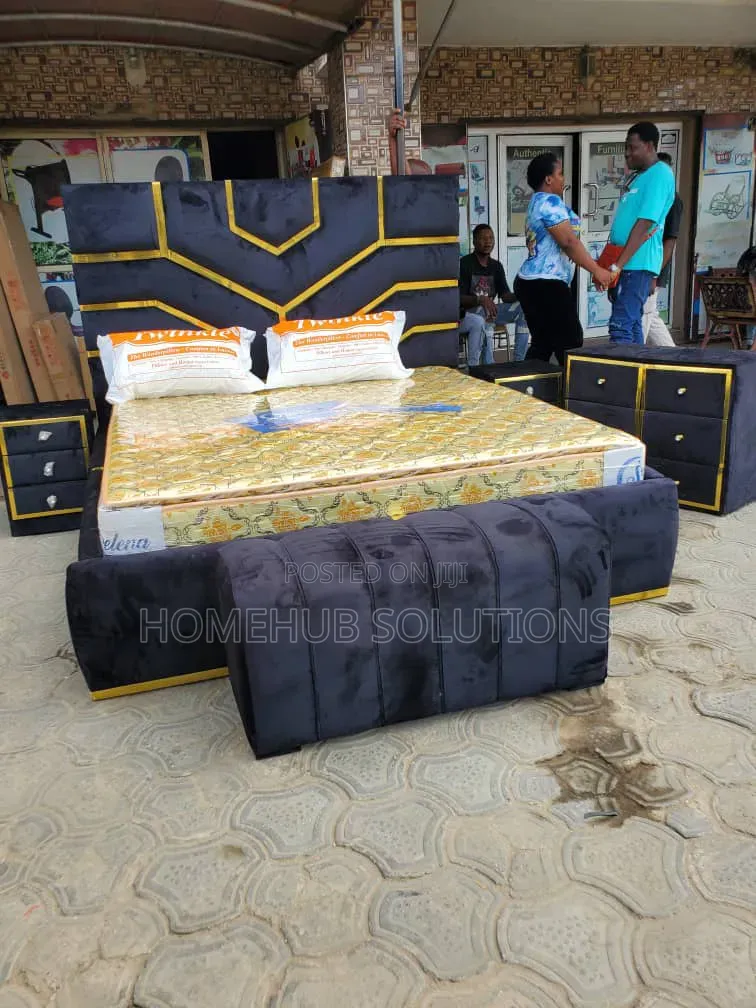Brand New 6by6 Bedframe With Mattress and Ottoman