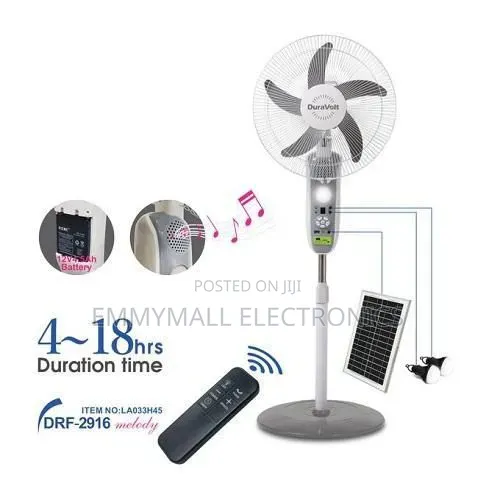 4in1 Rechargeable Fan With Bluetooth, Panel and Light