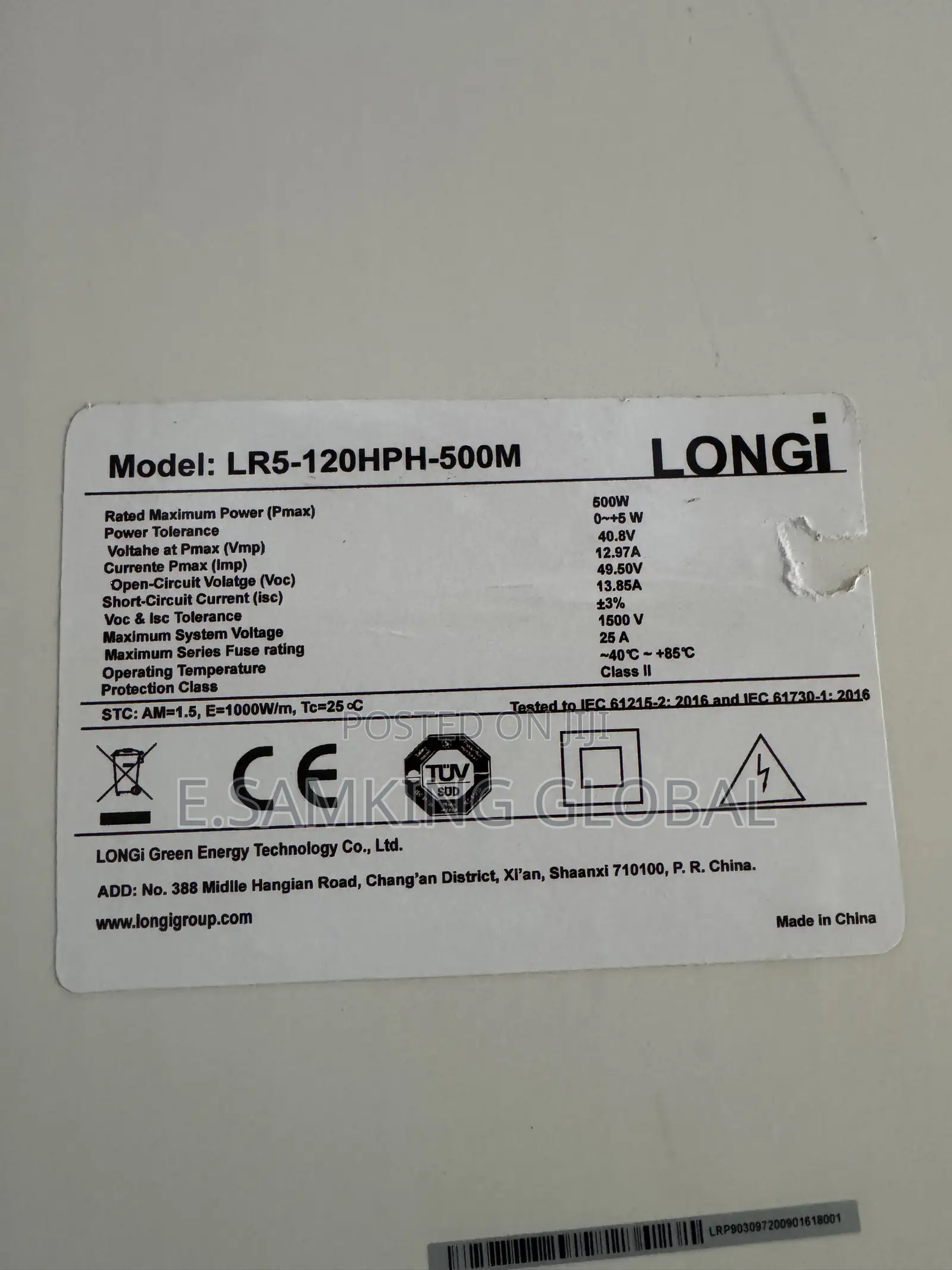 500watt Longi Monofacial Solar Panels