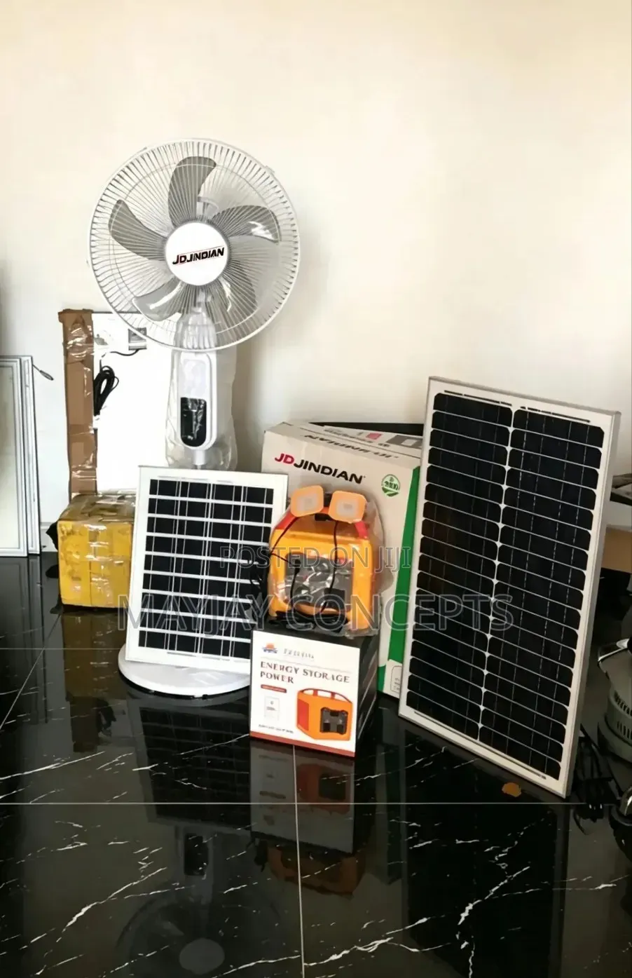 300W Feisun Solar Generator+Rechargeable Solar Fan Combo (LAPTOP,TV)