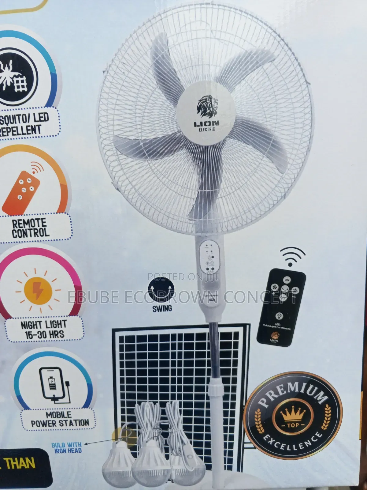 Lion 18 Inches Solar Rechargeable Standing Fan
