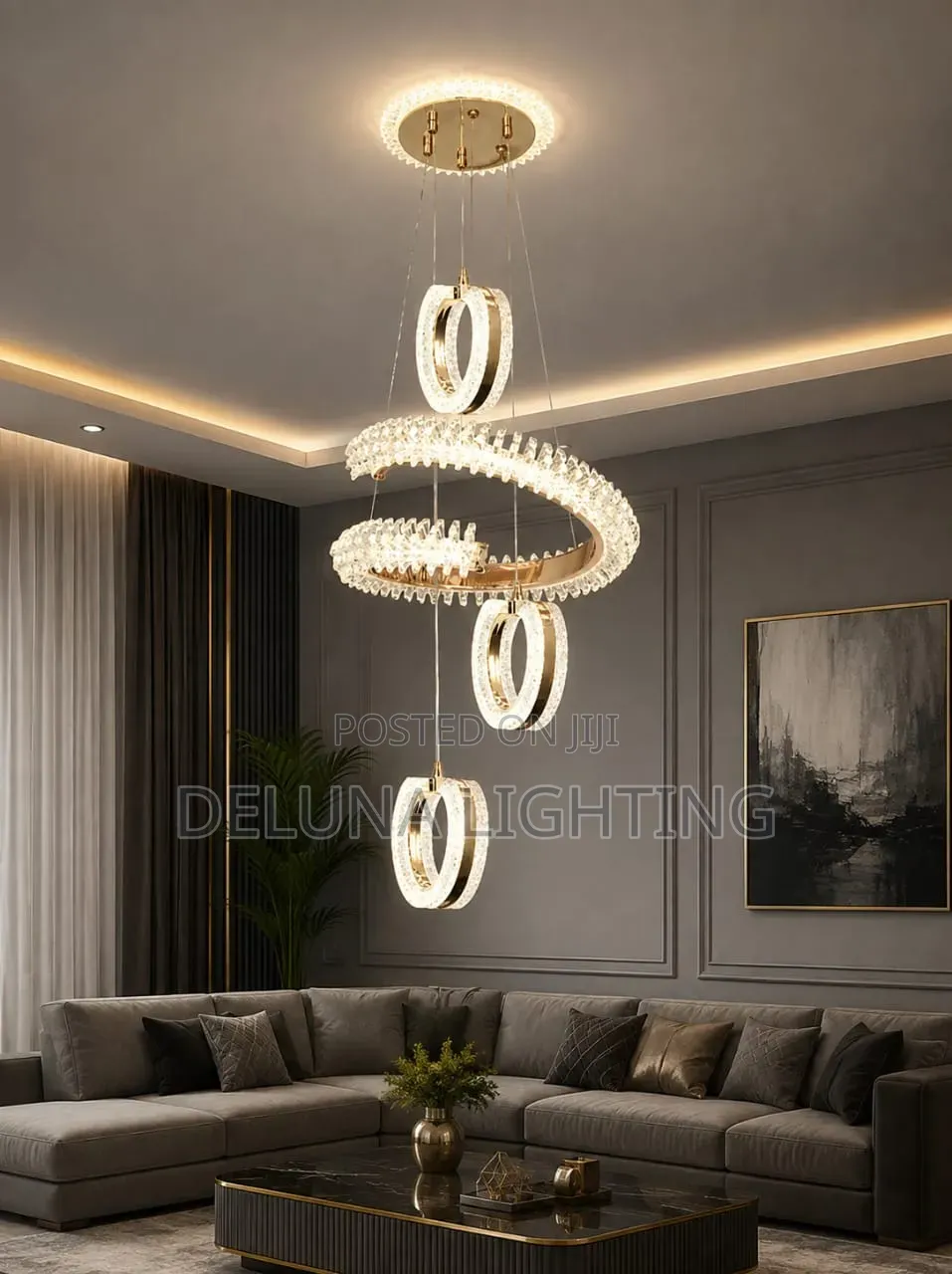 Modern 3-Color LED Drop Chandelier – Elegant & Stylish