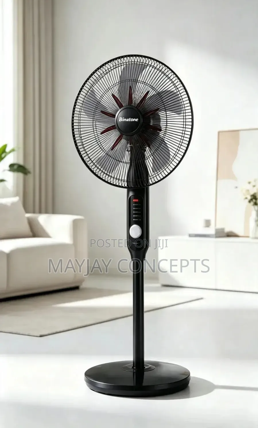 Binatone RCFM-1875 18-Inch Rechargeable Stand Fan | LED + USB Charger