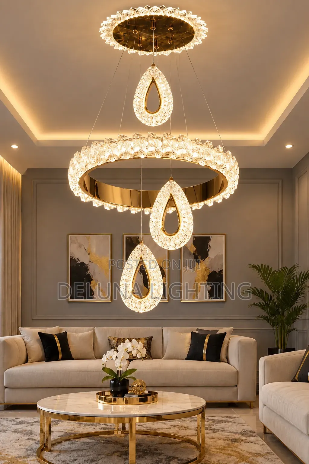 Modern 3-Color LED Drop Chandelier – Elegant & Stylish