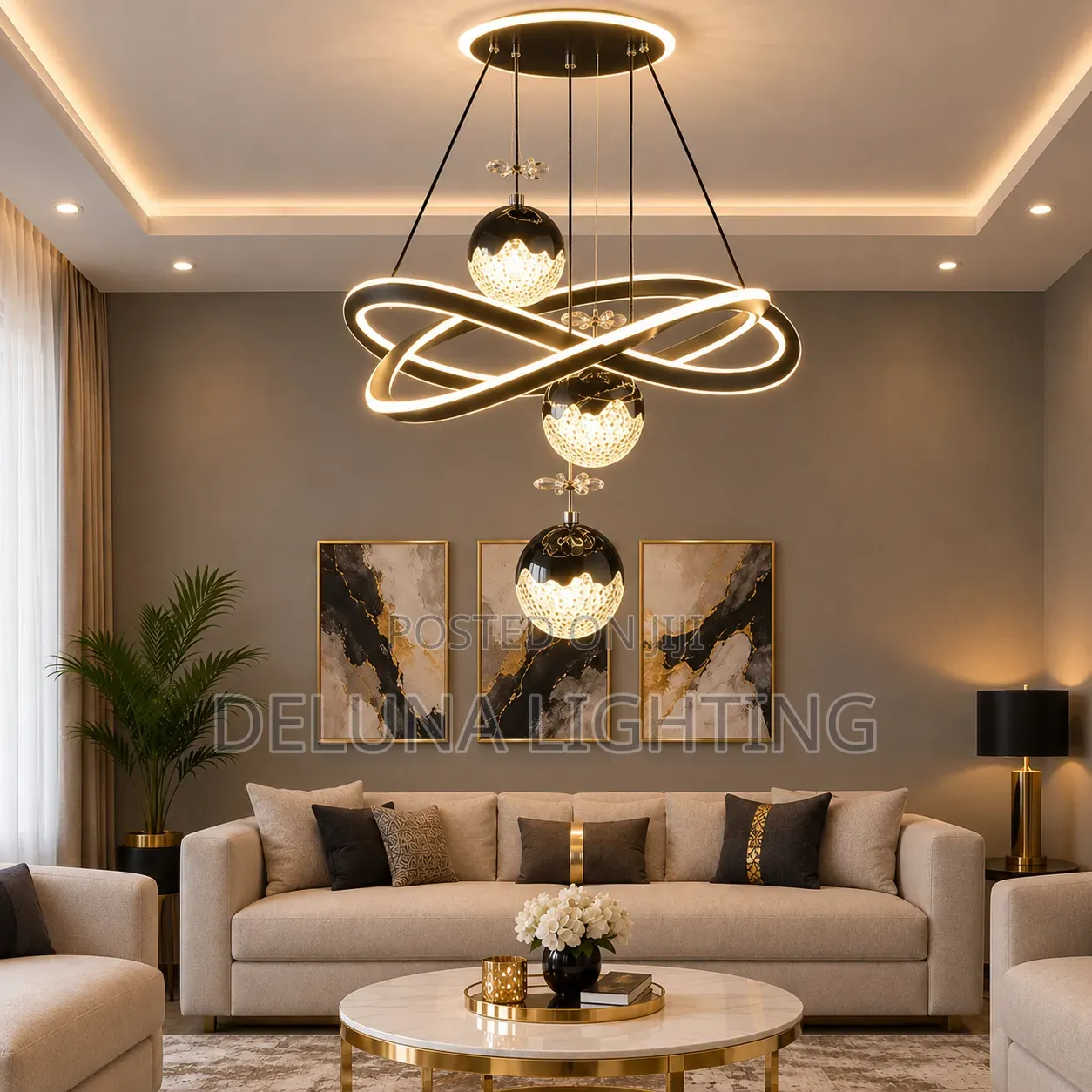 Modern 3-Color LED Drop Chandelier – Elegant & Stylish