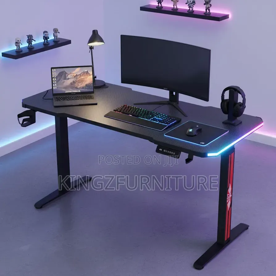 Double Sided RGB Light Electric Adjustable Desk 1.2 Meter