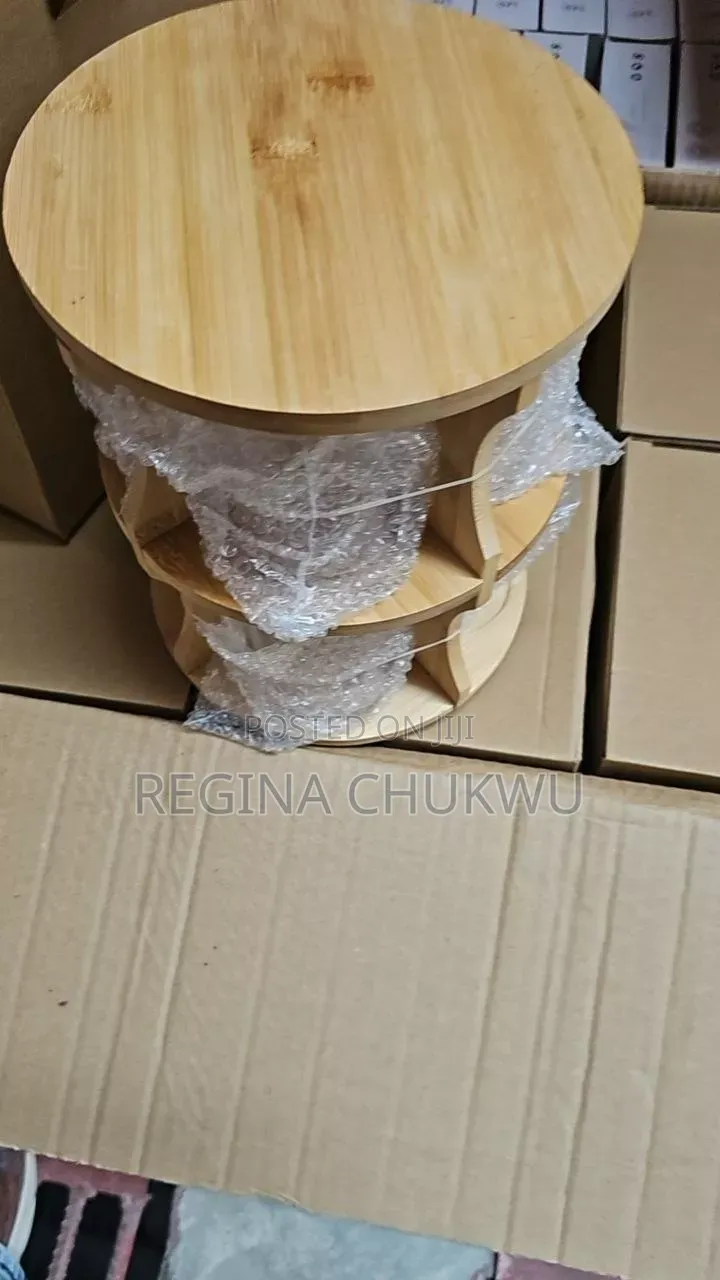 2tier 360° Rotating Bamboo Spice Rack/Organiser