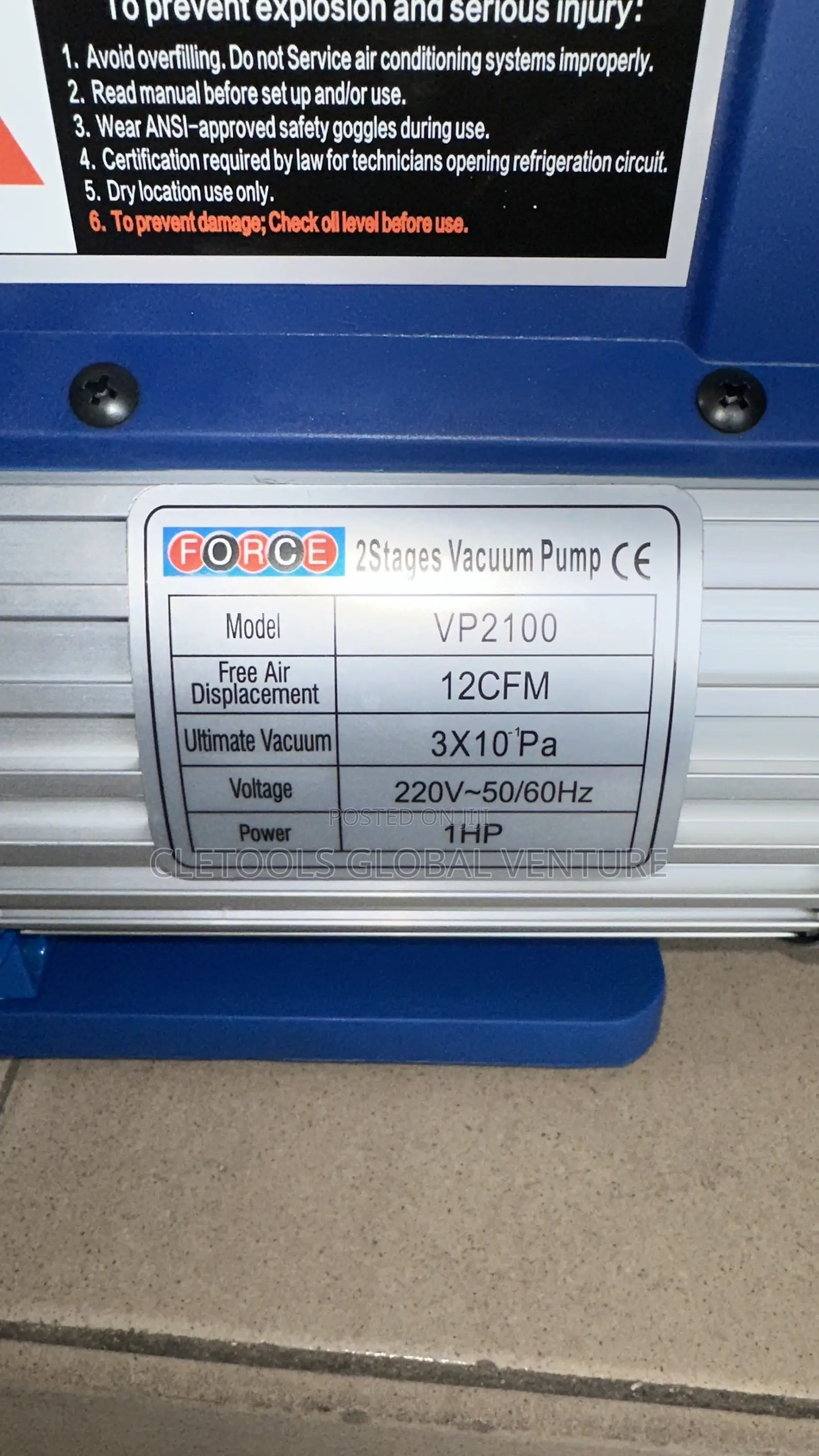 Vacuum Pump 1hp 2 Stage