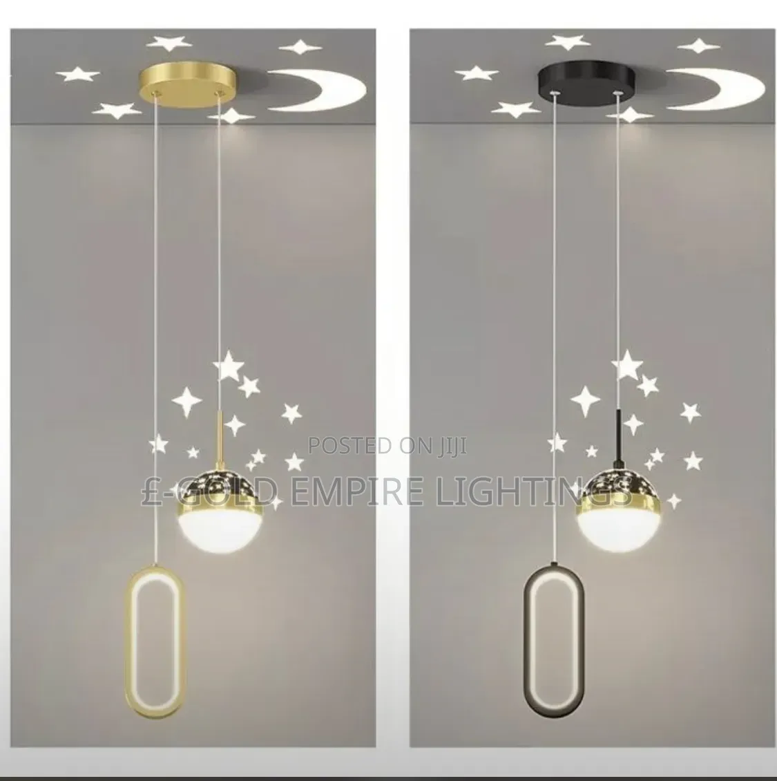 Modern Gold Pendant Light - Starry Moon Bedroom Chandelier