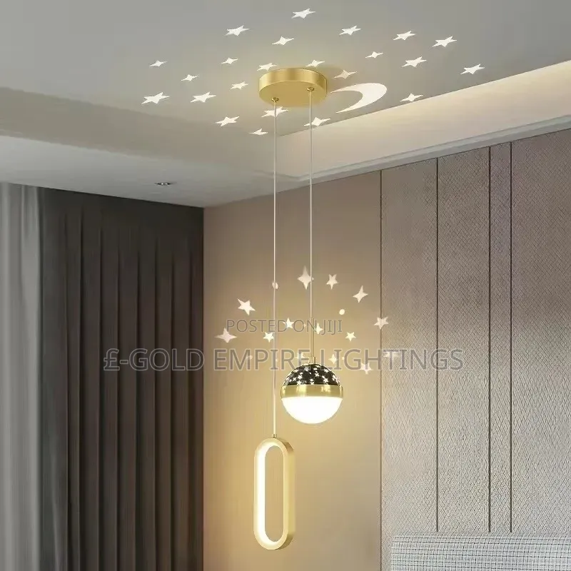 Modern Gold Pendant Light - Starry Moon Bedroom Chandelier