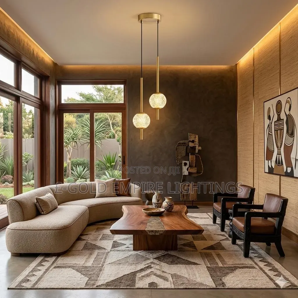 Gold Pendant Chandelier | Modern 2-Light Hanging Ceiling Lamp
